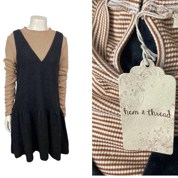 NWT Stripe Mock Neck Mini Short Sweater Dress Unworn / Women’s Large * - Picture 1 of 4